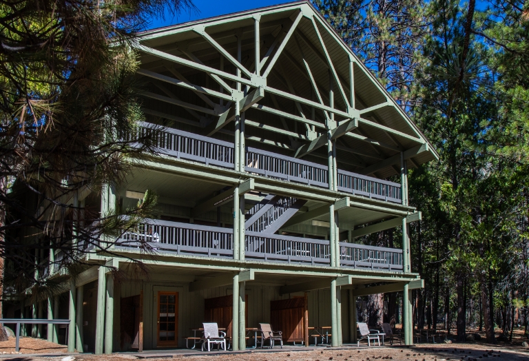 An exterior view of Cedar Grove Lodge in Kings Canyon National Park