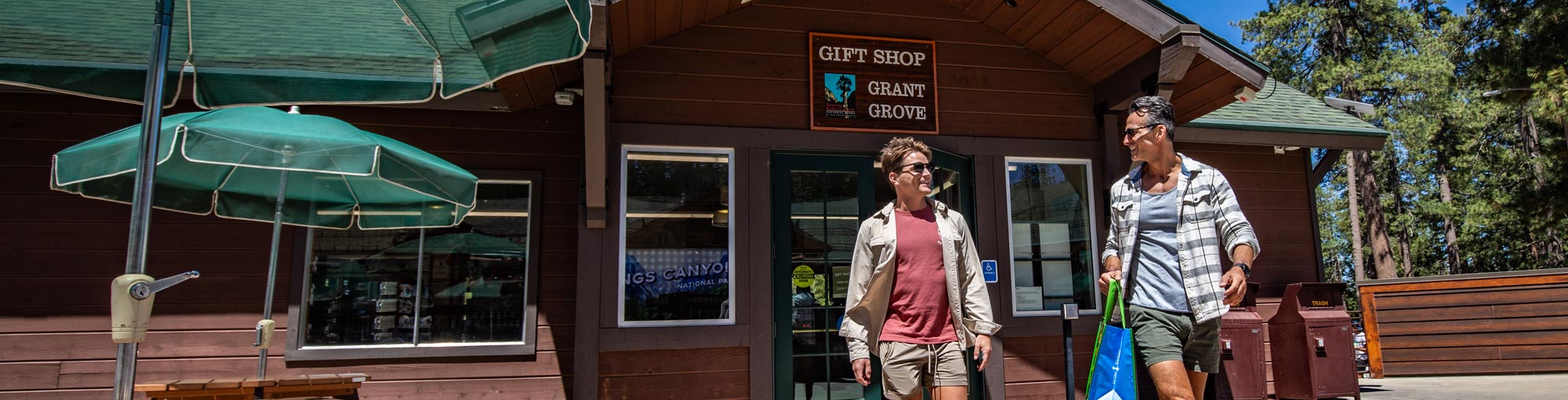 Two Kings Canyon visitors shopping at Grant Grove