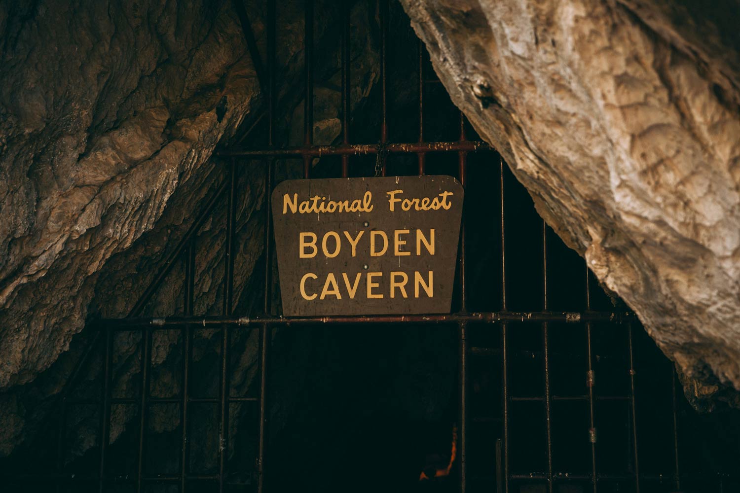 The entrance gate to Boyden Cavern in Kings Canyon National Park
